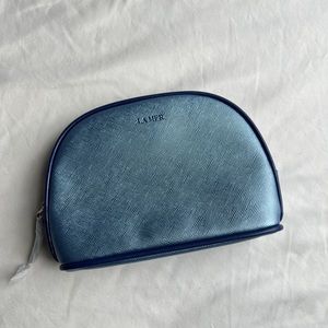 LA MER Metallic Blue Cosmetic makeup Kit pouch bag New Unused Small